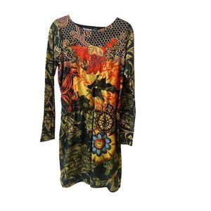 Desigual Canea printed dress artsy & boho style sz Small